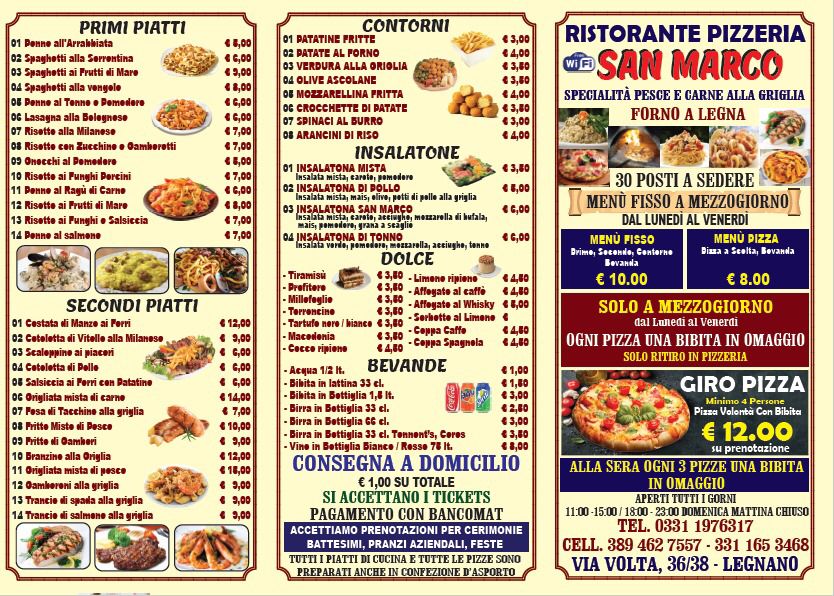 Menu Ristorante Pizzeria San Marco-3
